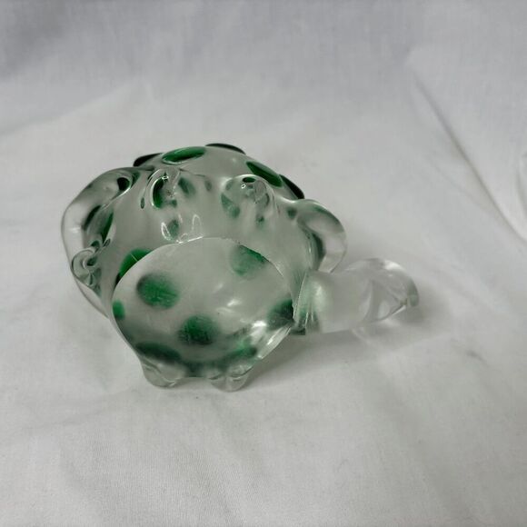 Vtg Art Glass Handblown Turtle Figurine Paperweight Emerald Green Heavy - Picture 8 of 8